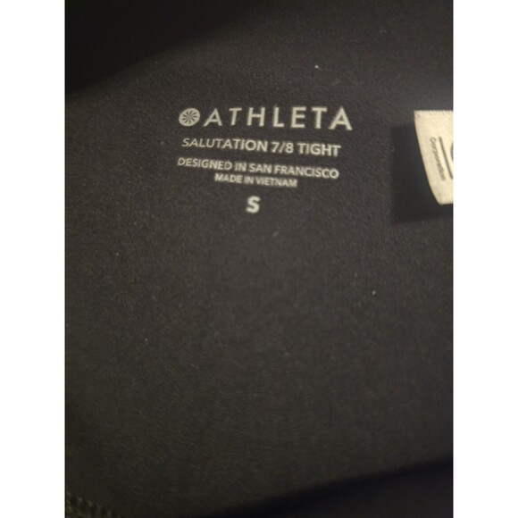 Athleta Salutation 7/8 Small Black Navy Mesh Cutout Leggings w/ Pockets - Picture 6 of 10